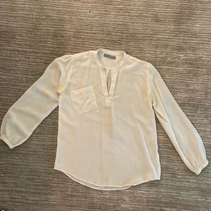 Ivory silk long sleeve blouse
